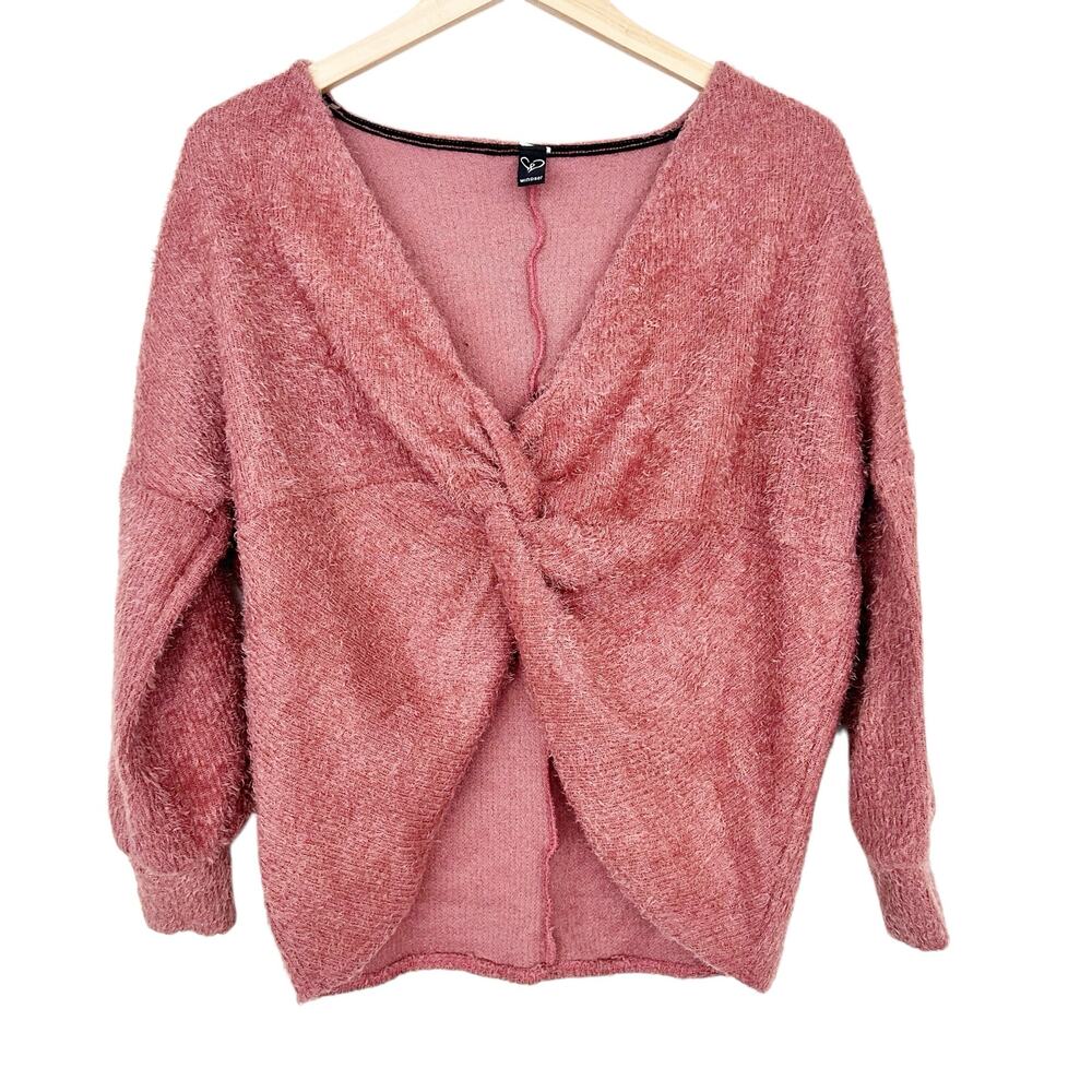 Windsor Mauve Fuzzy Twist Front Sweater Sz S